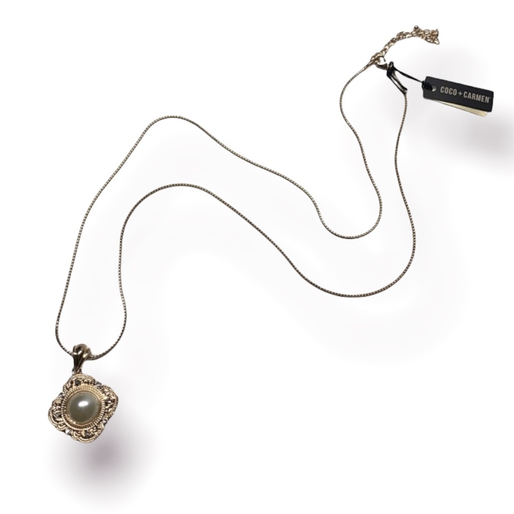 NWT Coco + Carmen Convertible Necklace - Gold with Pearl or Turquoise Center
